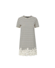RHUE STRIPED LACE HEM MINI DRESS