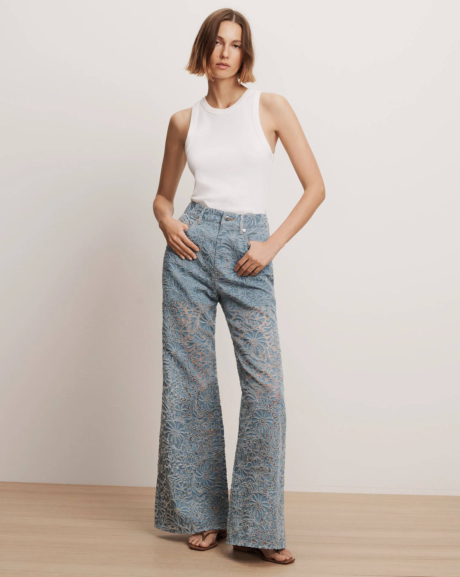 TAYLOR BURNOUT WIDE LEG JEAN