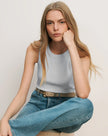 JORDYN CROPPED TANK TOP IN RIVER MIST