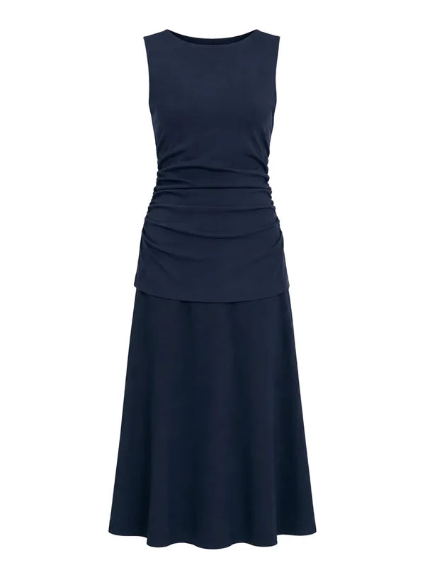 BASILIA RUCHED MIDI DRESS