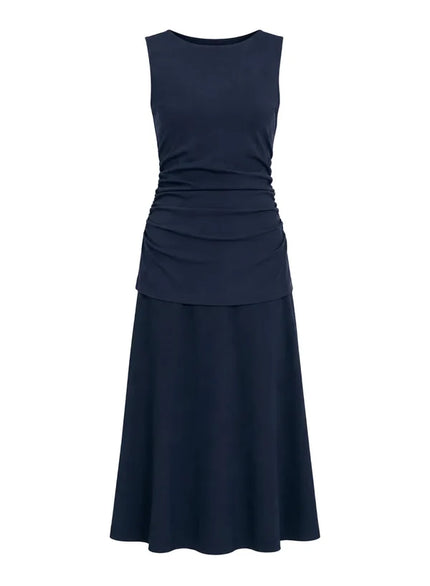 BASILIA RUCHED MIDI DRESS