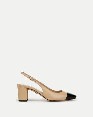 CECILE LEATHER CAP TOE SLINGBACK PUMP