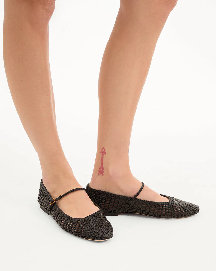 ELLIE WOVEN LEATHER FLAT