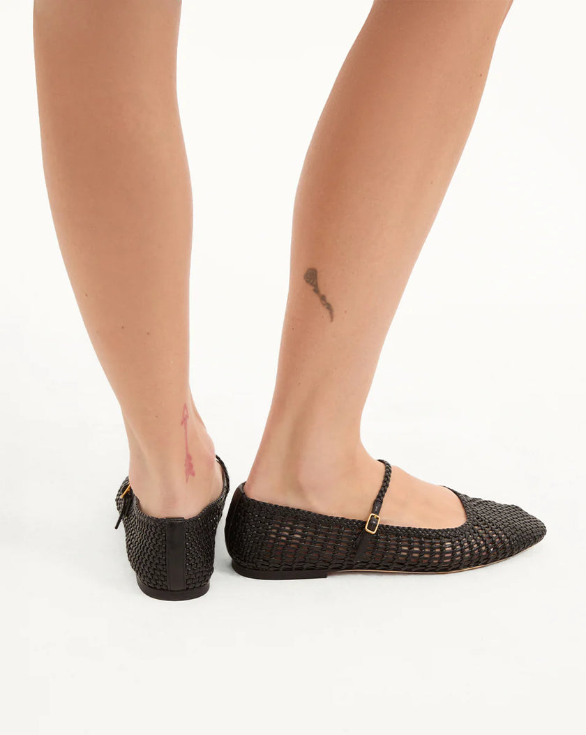 ELLIE WOVEN LEATHER FLAT