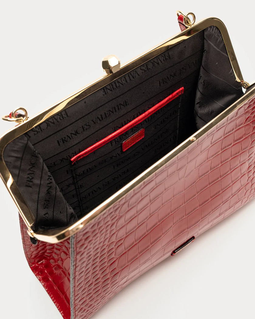 JACKIE FRAME BAG IN CROC EMBOSS LEATHER