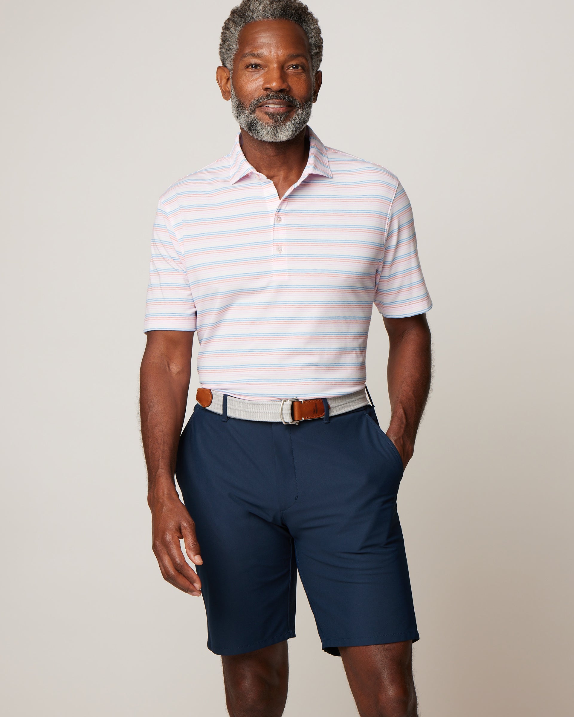 BARTON STRIPED TOP SHELF PERFORMANCE POLO