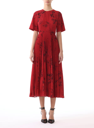 COSMIC FLORAL PLEATED DAY DRESS