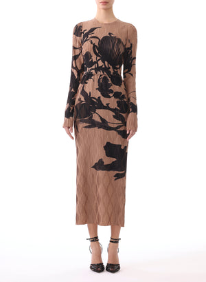 PRINT PLACED PLEATED DRESS