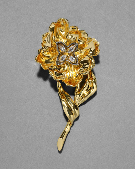 JARDIN GOLDEN STEMMED ROSE PIN