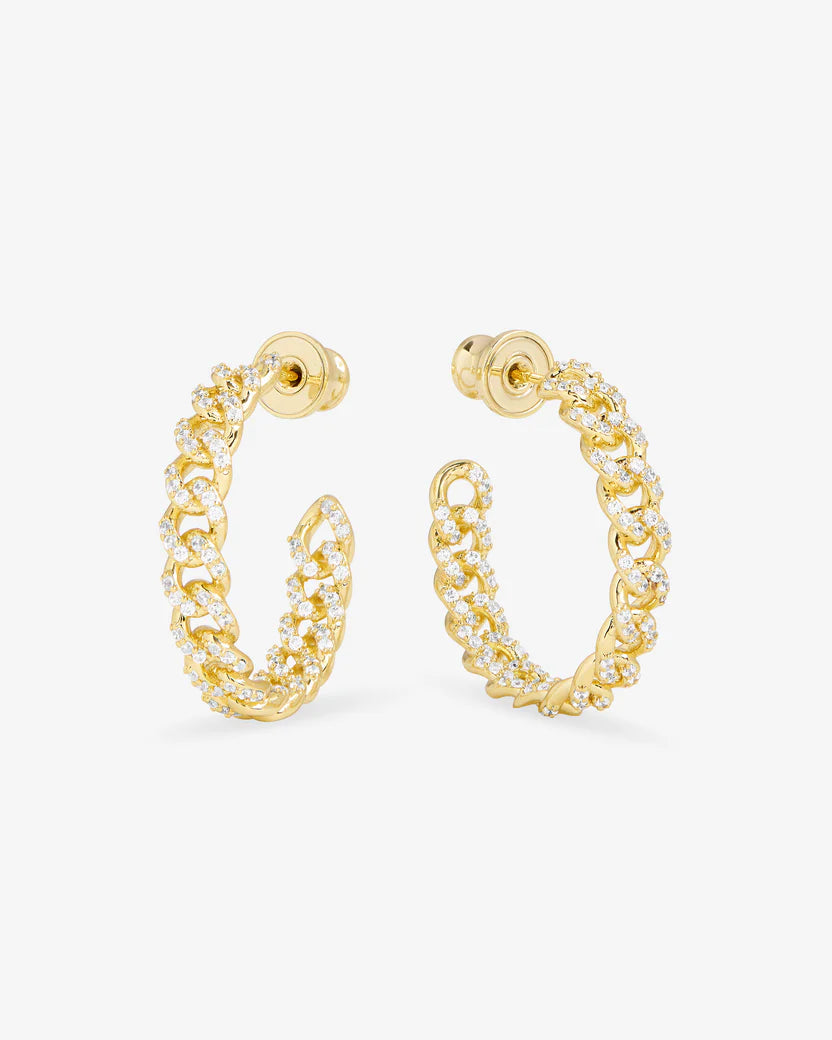 PAVE JULIAN CHAIN HOOPS 1 INCH