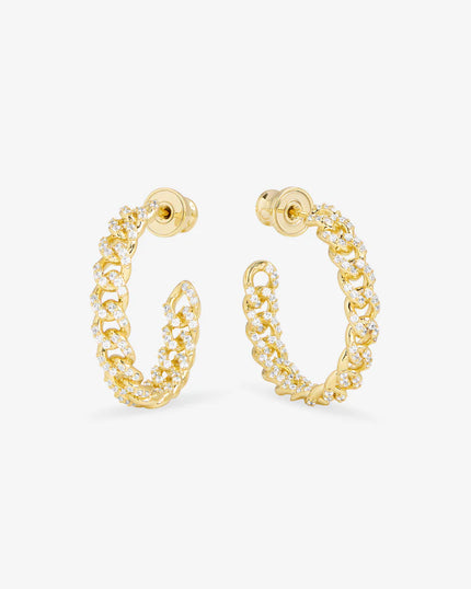 PAVE JULIAN CHAIN HOOPS 1 INCH