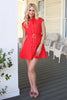 SOLID POPLIN SHERIDAN SHIRT DRESS IN RED