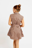 STRIPED BELTED DENIM SHIRT DRESS