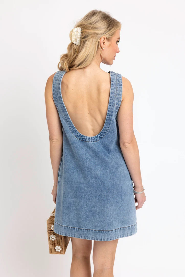 DENIM SCOOP BACK DRESS