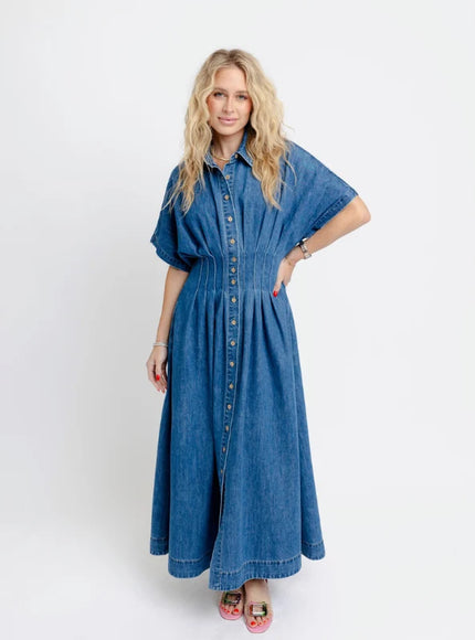 DENIM SHIRT MAXI DRESS