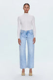 LEXI MID RISE BOWED STRAIGHT JEAN IN STELLAR