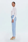 LEXI MID RISE BOWED STRAIGHT JEAN IN STELLAR