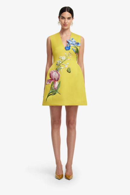BREE VNECK EMBROIDERY MINI DRESS