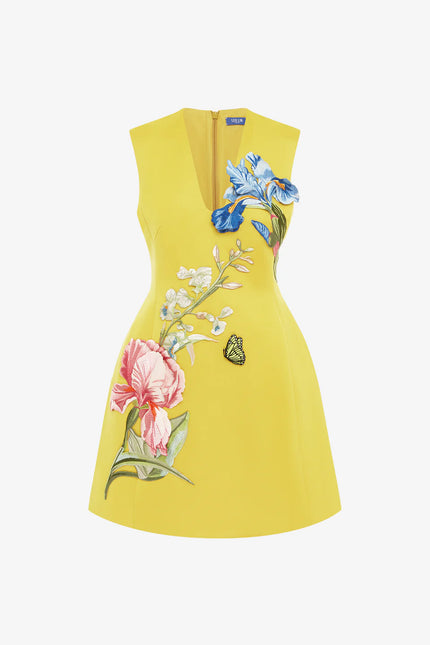 BREE VNECK EMBROIDERY MINI DRESS