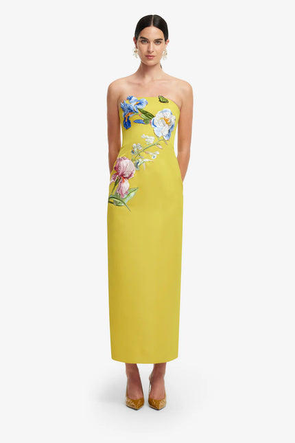 RAYNA APPLIQUE FLORAL BUSTIER MAXI DRESS