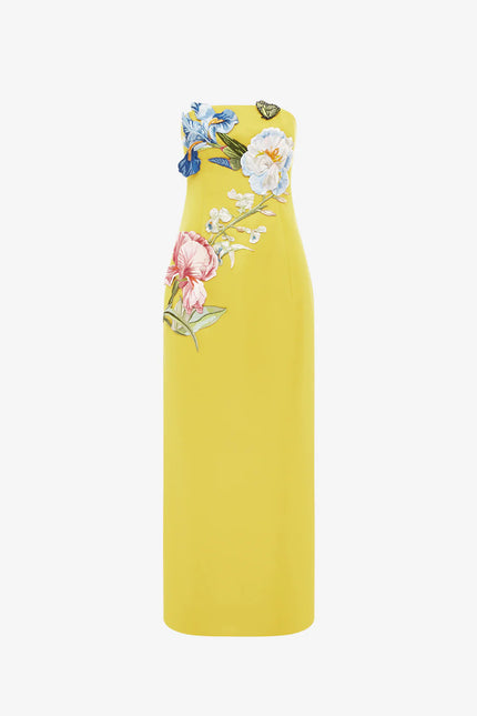 RAYNA APPLIQUE FLORAL BUSTIER MAXI DRESS