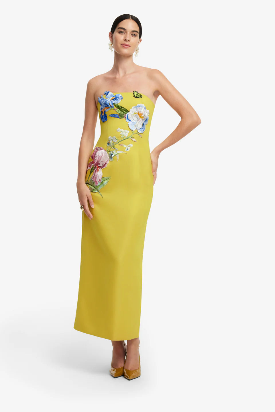 RAYNA APPLIQUE FLORAL BUSTIER MAXI DRESS
