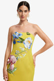 RAYNA APPLIQUE FLORAL BUSTIER MAXI DRESS