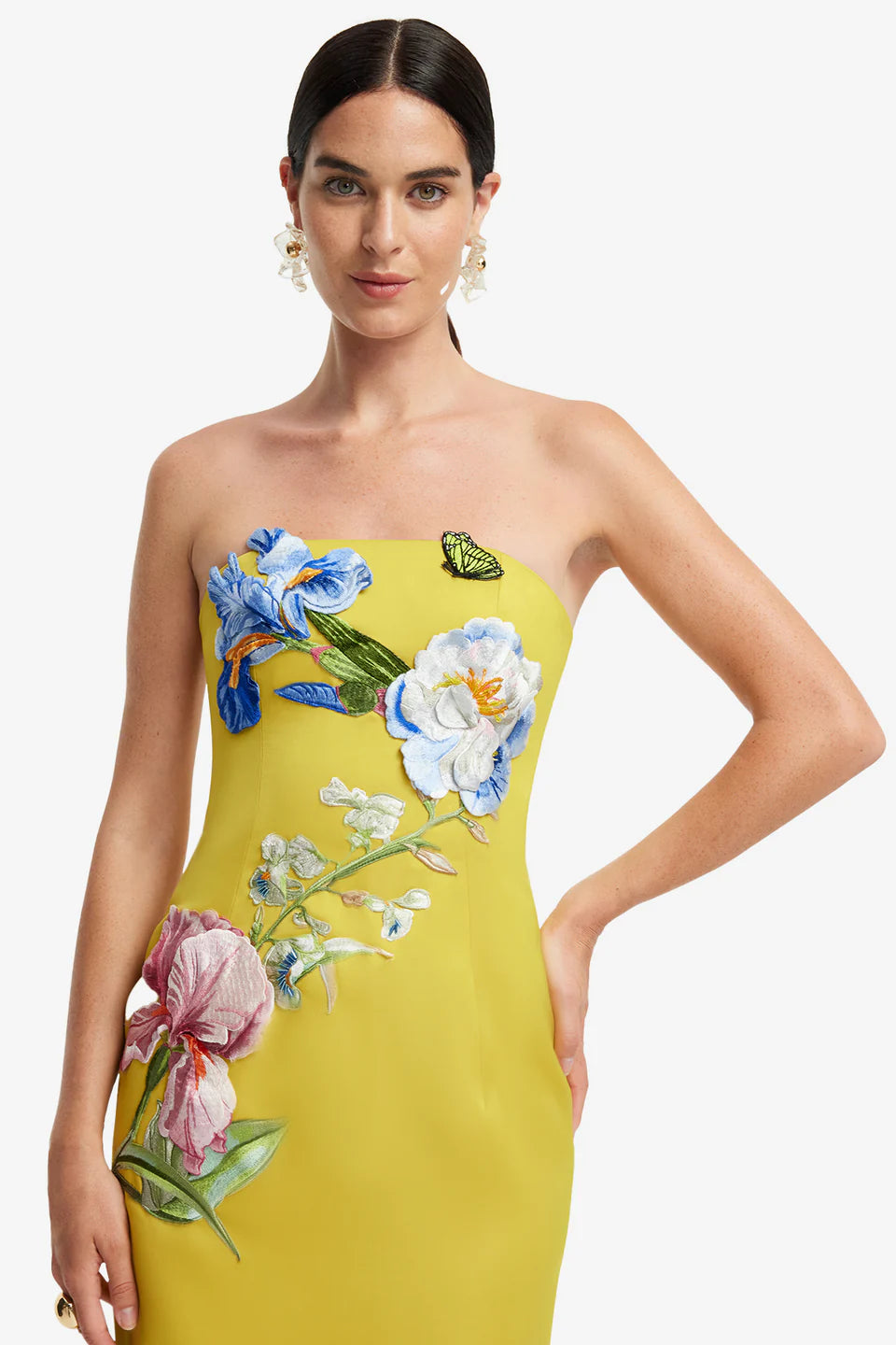 RAYNA APPLIQUE FLORAL BUSTIER MAXI DRESS