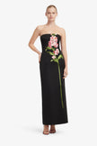 RAYNA EMBROIDERED MAXI DRESS SNAPDRAGON PRINT IN EBONY