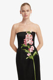 RAYNA EMBROIDERED MAXI DRESS SNAPDRAGON PRINT IN EBONY