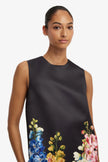 YVONNE EMBROIDERED MINI DRESS SNAPDRAGON PRINT IN EBONY
