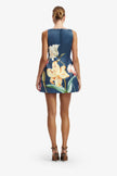 ALI EMBROIDERED MINI DRESS IN LILY PRINTED INDIGO
