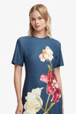 ALICE SHORT SLEEVE MAXI DRESS IN LILY PRINT IN INDIGO