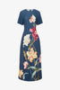 ALICE SHORT SLEEVE MAXI DRESS IN LILY PRINT IN INDIGO