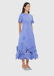 CAROLINE APPLIQUE SHORT SLEEVE MIDI DRESS