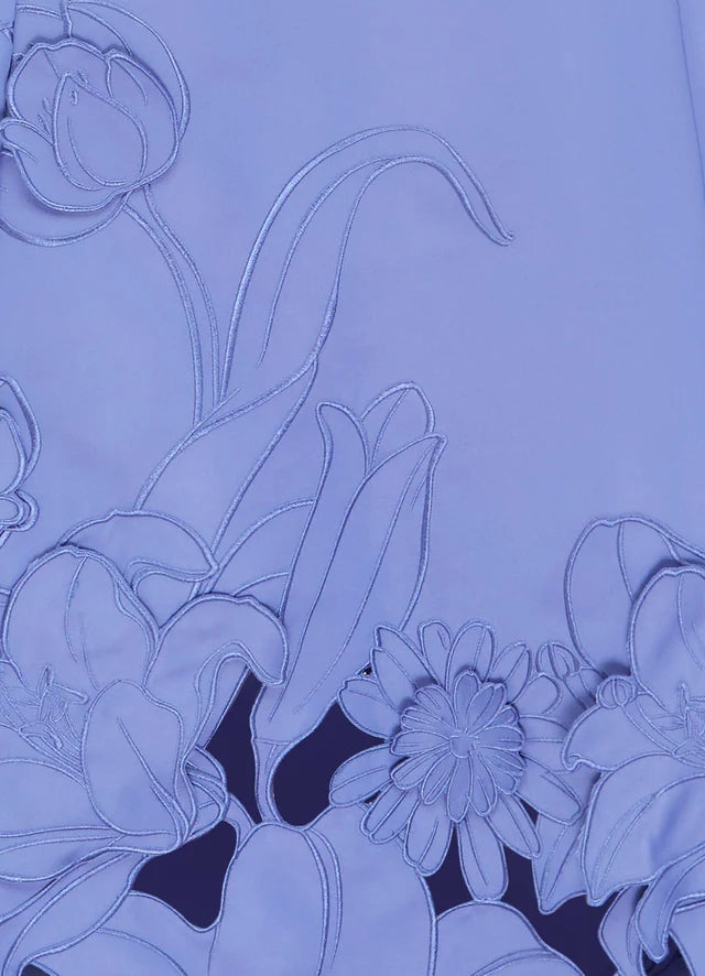 CAROLINE APPLIQUE SHORT SLEEVE MIDI DRESS