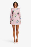 ALIZA LONG SLEEVE MINI DRESS IN BOUQUET PRINT IN PASTEL PINK