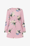 ALIZA LONG SLEEVE MINI DRESS IN BOUQUET PRINT IN PASTEL PINK