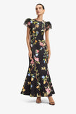 SOFIA EMBELLISHED PUFF SLEEVE MAXI DRESS LEMON VINE PRINT