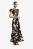 SOFIA EMBELLISHED PUFF SLEEVE MAXI DRESS LEMON VINE PRINT