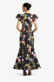 SOFIA EMBELLISHED PUFF SLEEVE MAXI DRESS LEMON VINE PRINT