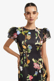 SOFIA EMBELLISHED PUFF SLEEVE MAXI DRESS LEMON VINE PRINT