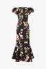 SOFIA EMBELLISHED PUFF SLEEVE MAXI DRESS LEMON VINE PRINT