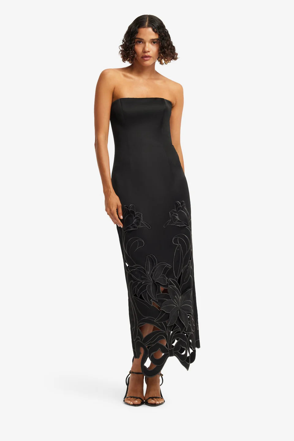 RAYNA APPLIQUE BUSTIER MAXI DRESS LILY IN EBONY