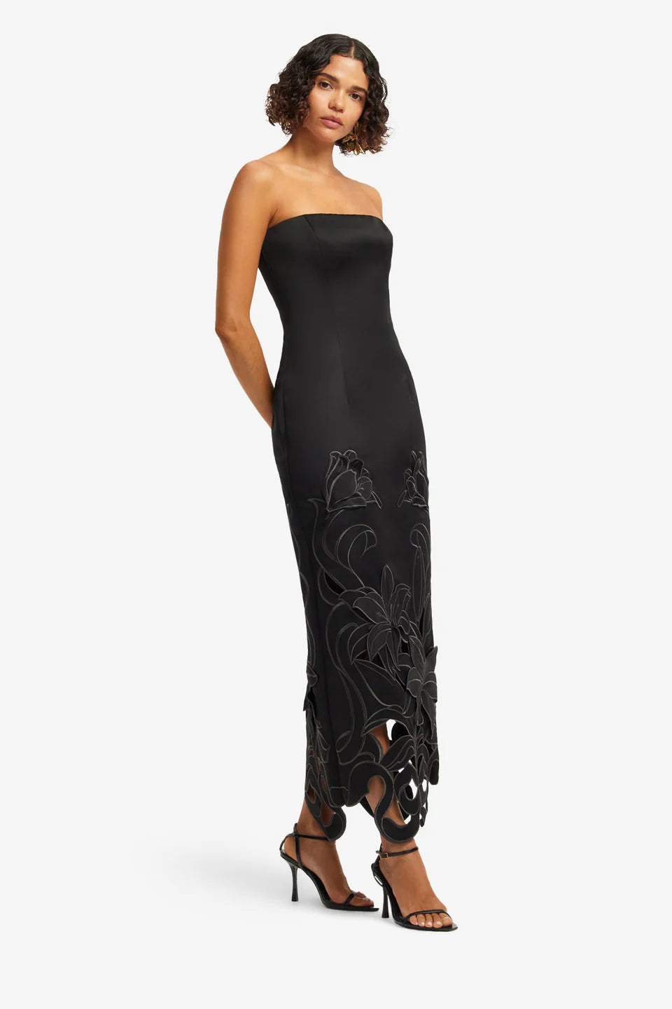 RAYNA APPLIQUE BUSTIER MAXI DRESS LILY IN EBONY