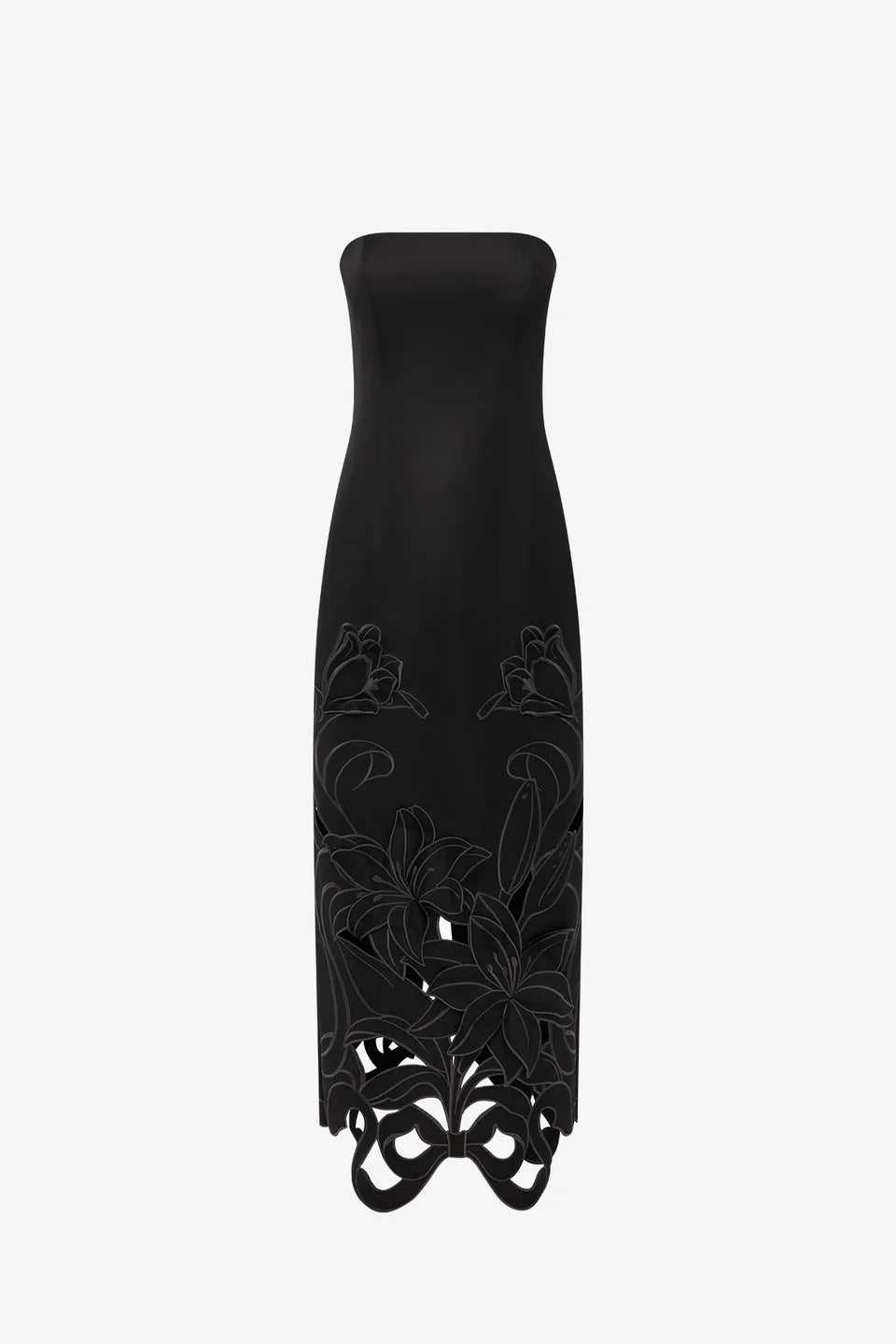 RAYNA APPLIQUE BUSTIER MAXI DRESS LILY IN EBONY