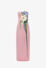 RAYNA EMBROIDERED BUSTIER MAXI DRESS BOUQUET PRINT PINK