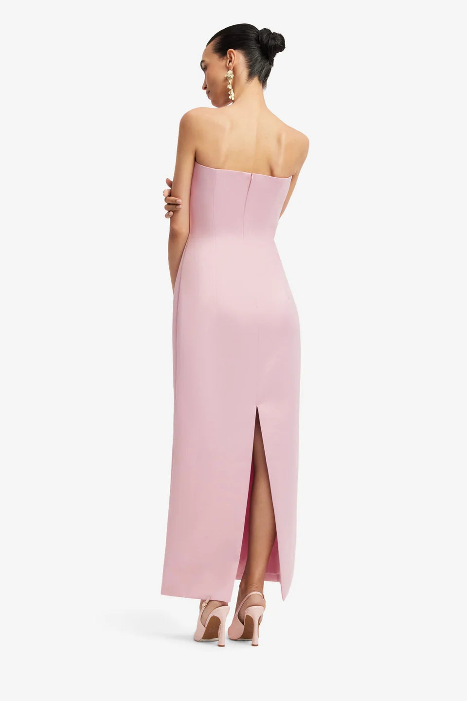RAYNA EMBROIDERED BUSTIER MAXI DRESS BOUQUET PRINT PINK