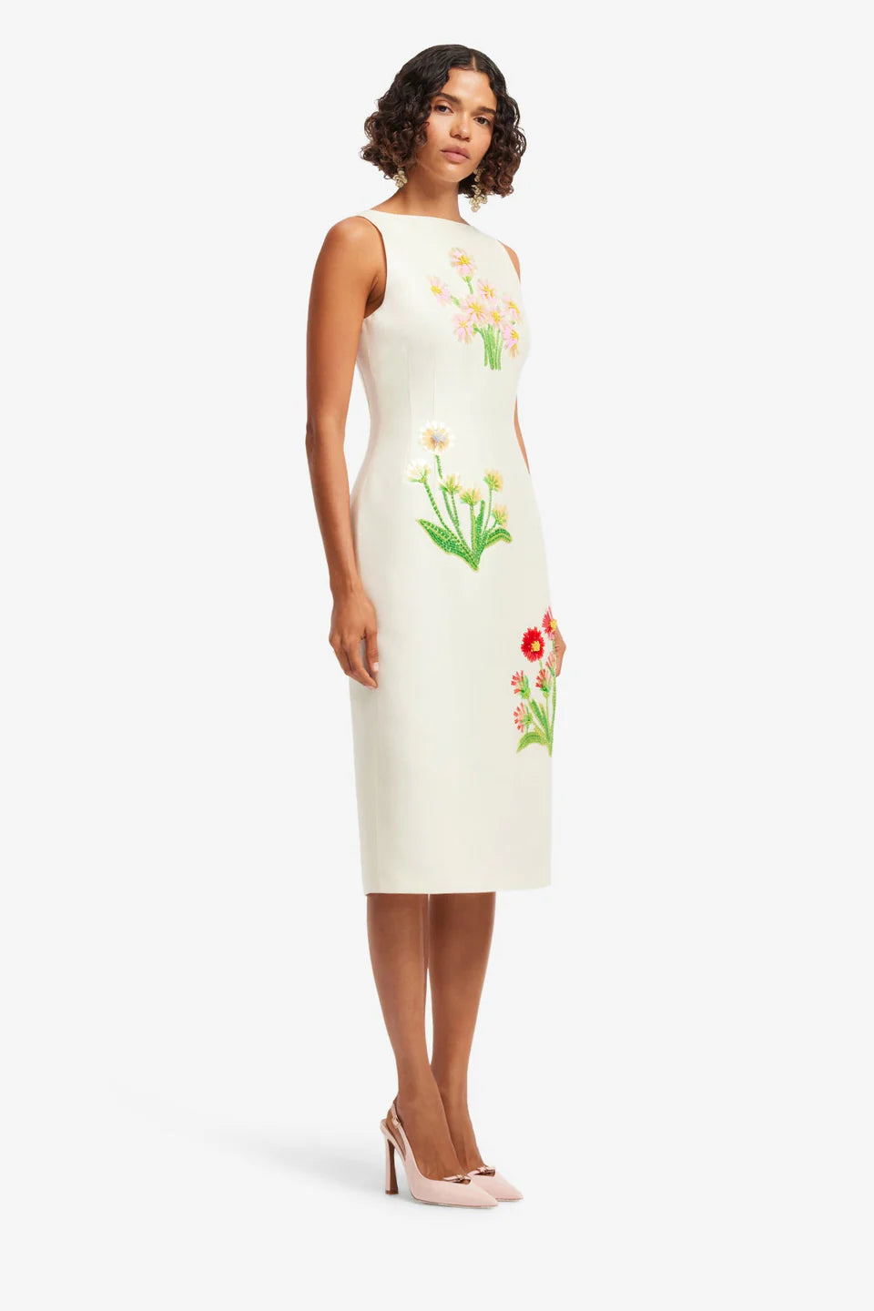 ELEANOR EMBELLISHED WOOL MIDI DRESS IN WILDFLOWER