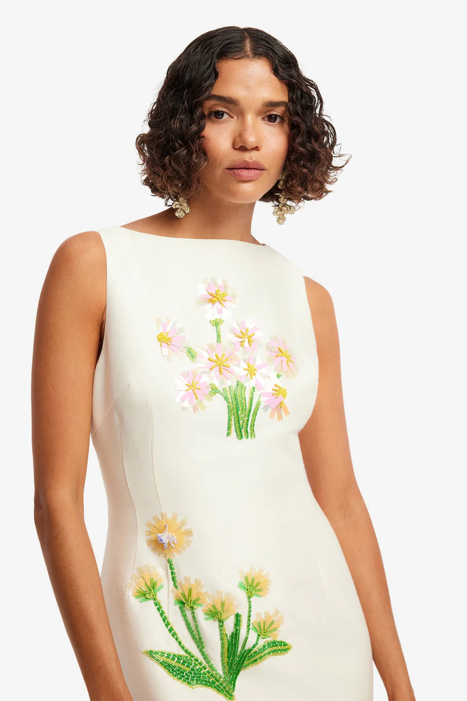 ELEANOR EMBELLISHED WOOL MIDI DRESS IN WILDFLOWER